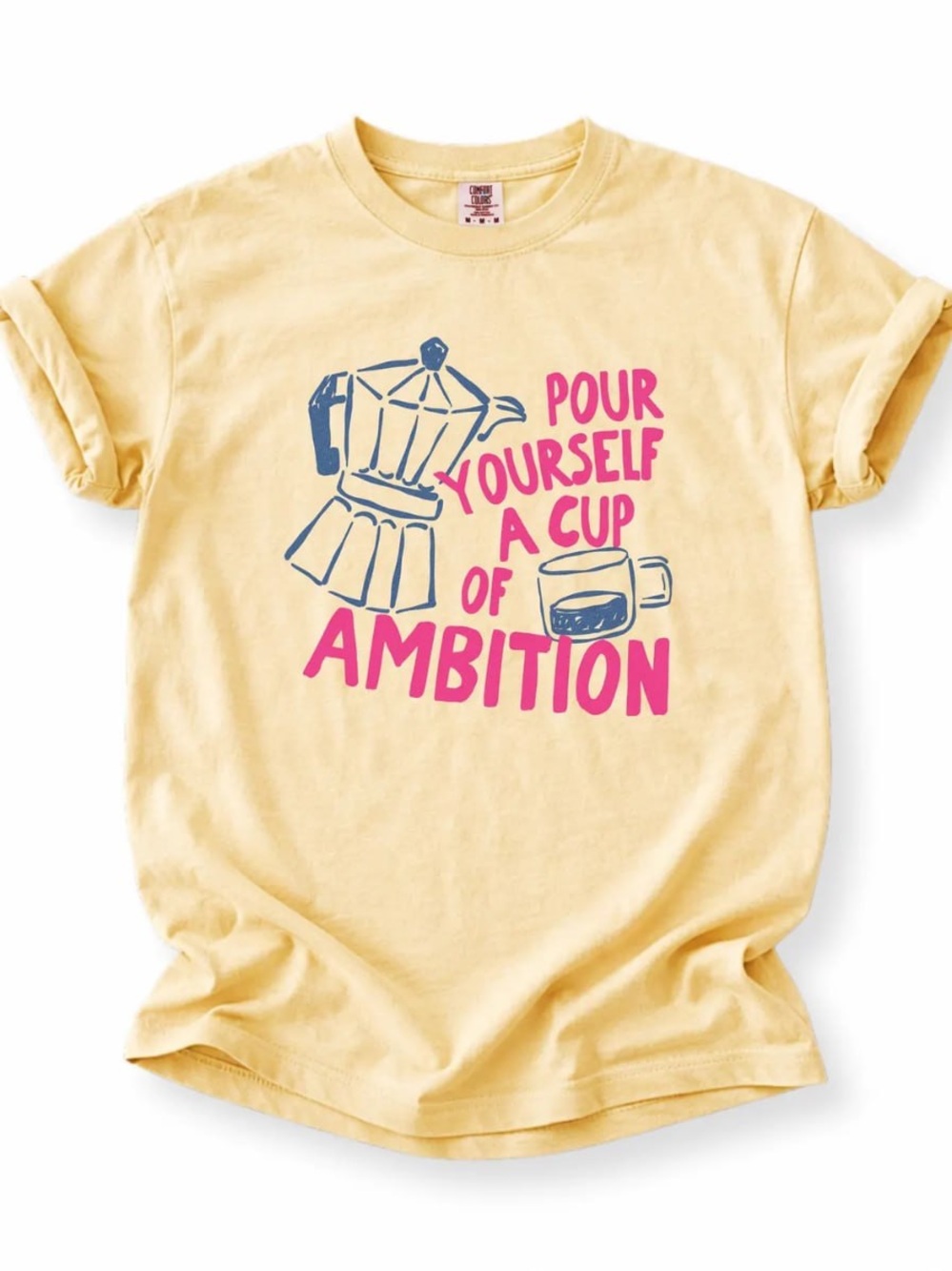 Comfort Colors Butter Graphic Tee with Pink & Blue Print